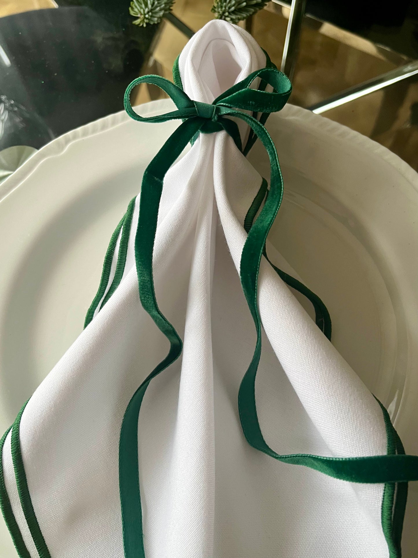 Forest Green Stitched Napkins (Set of 4)