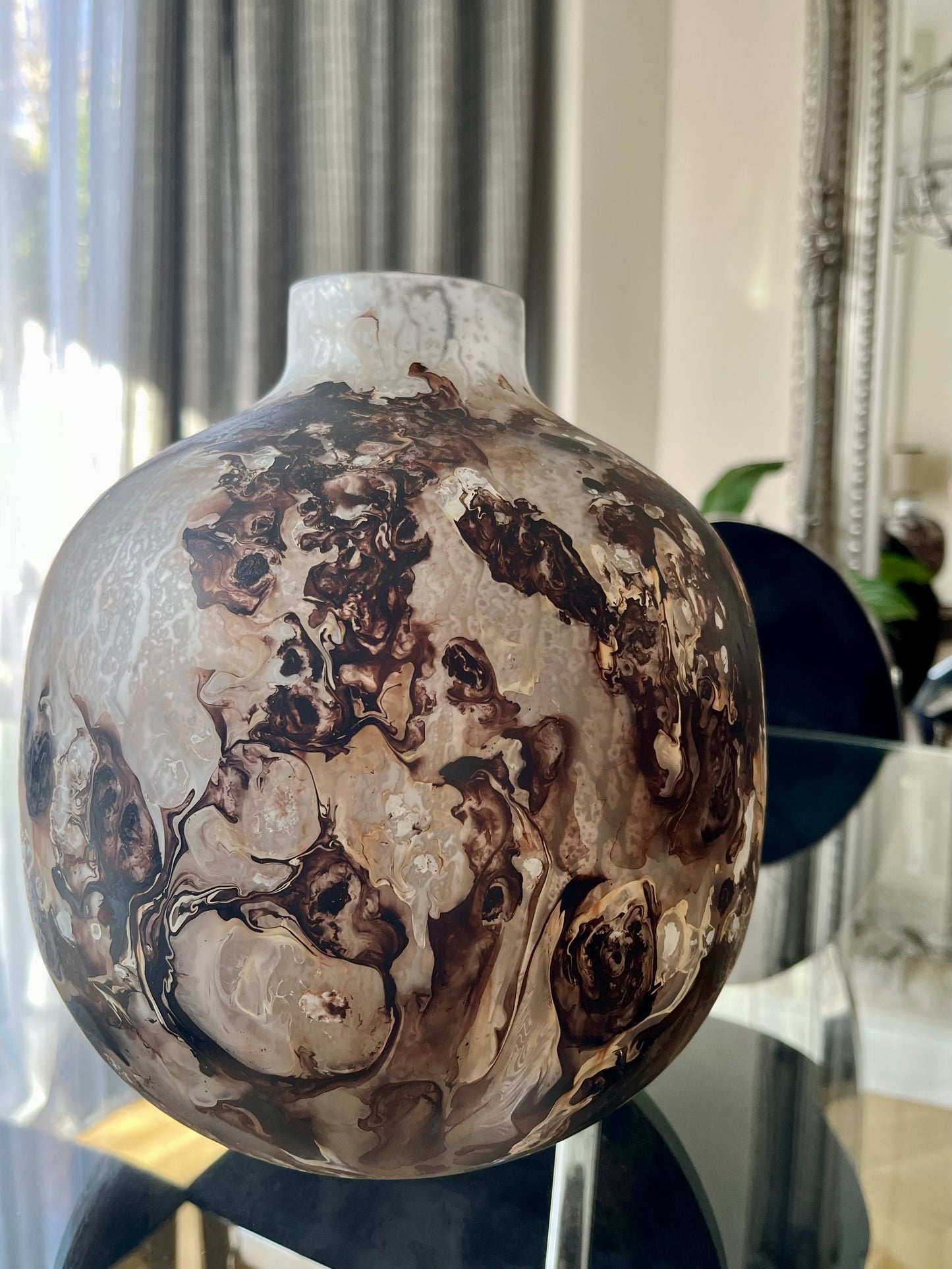 Elixir Brown Marble Effect Glass Vase