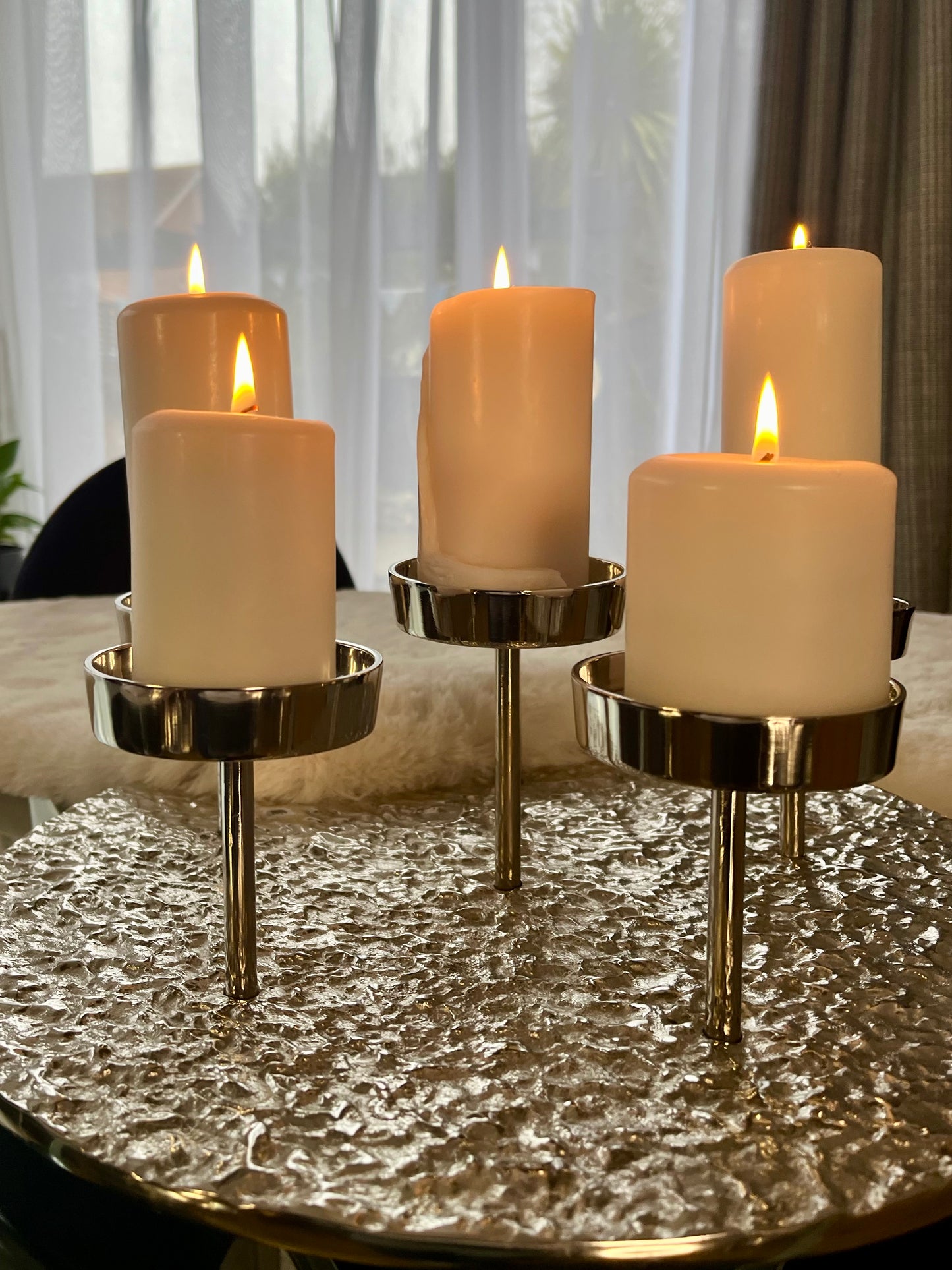 Luna Silver Round Candle Centrepiece